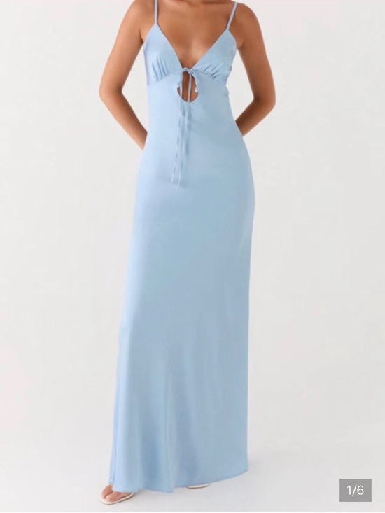 Peppermayo Dresses & Skirts - Peppermayo Sky Blue Slip Maxi Dress with Front Tie